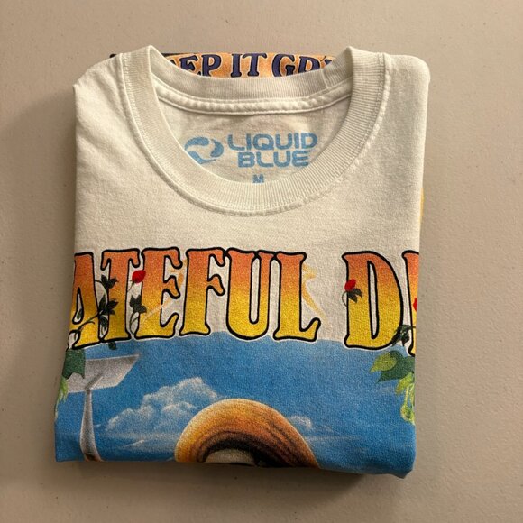 Vintage Liquid Blue Grateful Dead Men's M Keep It Green Tie Dye Skeleton 1998 - Picture 8 of 8